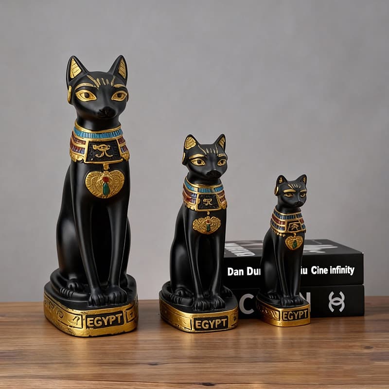 Custom Resin Ancient Egyptian Bastet Cat Goddess Statue Exotic Home Decor — image 2