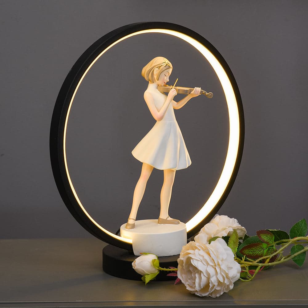 Creative Bedroom Bedside Balloon Resin Girl Statue Table Light Lamp for Lovers Gifts