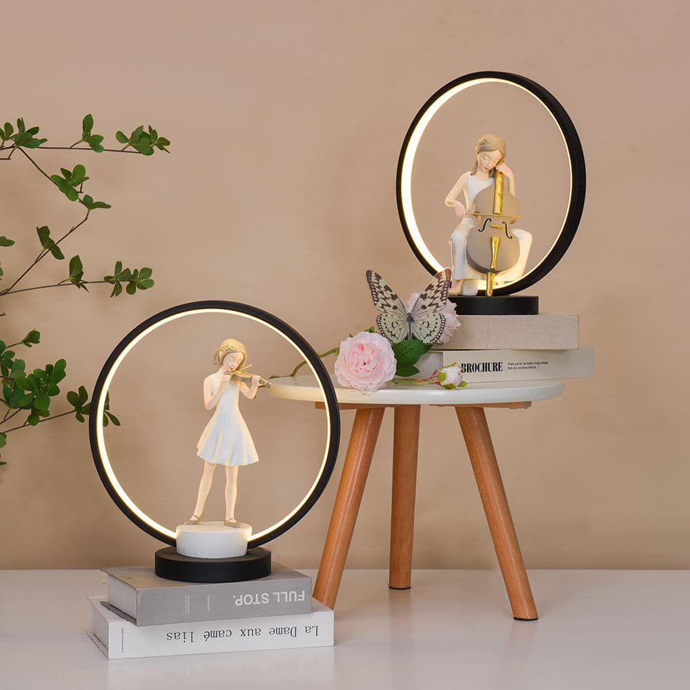 Creative Bedroom Bedside Balloon Resin Girl Statue Table Light Lamp for Lovers Gifts — image 3