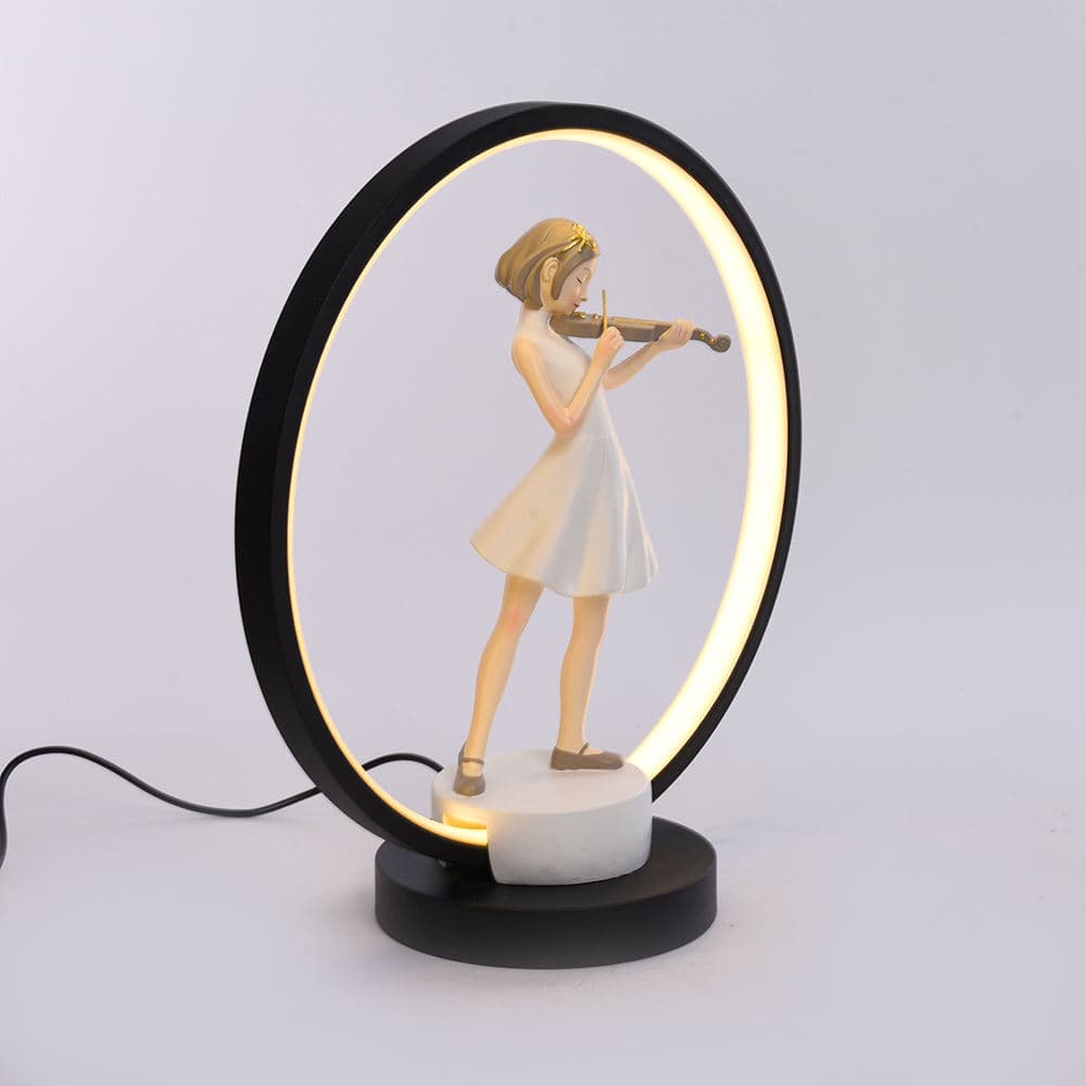 Creative Bedroom Bedside Balloon Resin Girl Statue Table Light Lamp for Lovers Gifts — image 4
