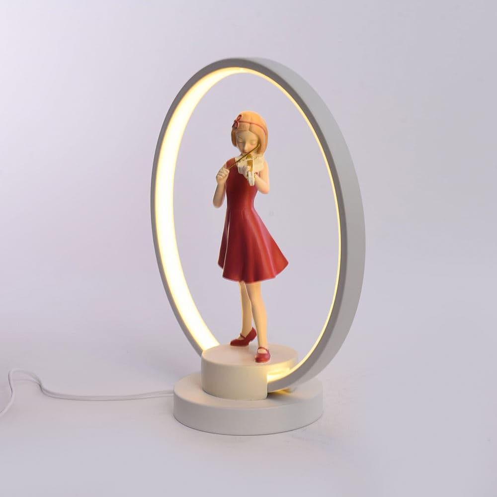 Creative Bedroom Bedside Balloon Resin Girl Statue Table Light Lamp for Lovers Gifts — image 5