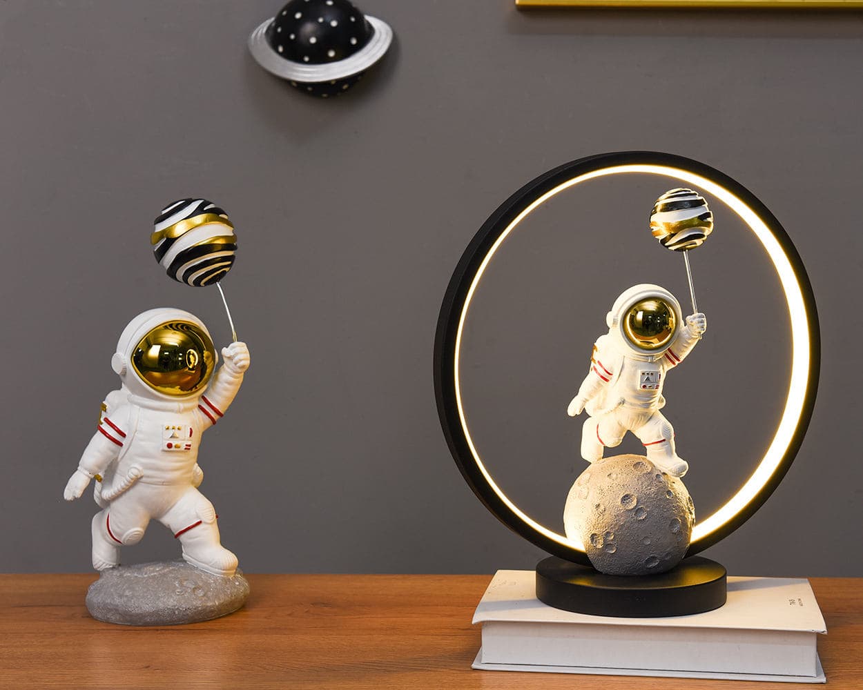 Modern LED Resin Astronaut Statue Table Night Light with USB Plug for Kids Room Bedroom Nightstand Decoration — image 3