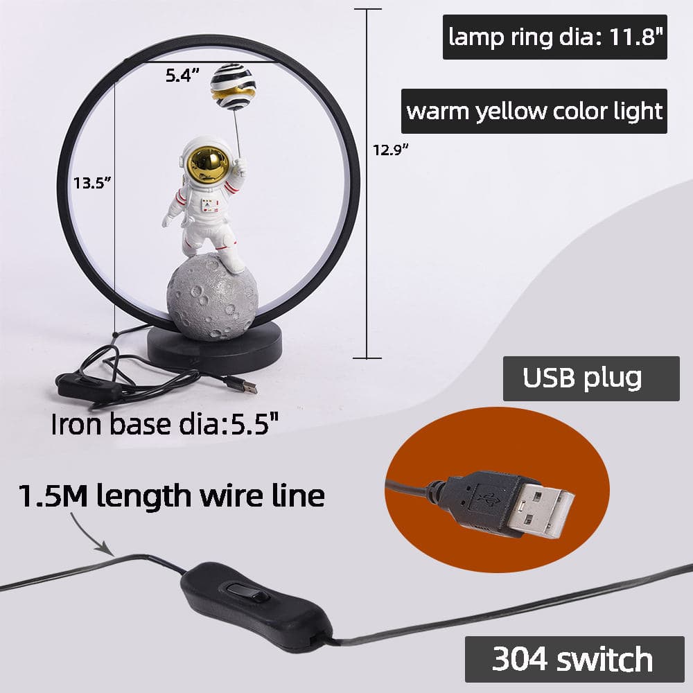 Modern LED Resin Astronaut Statue Table Night Light with USB Plug for Kids Room Bedroom Nightstand Decoration — image 6