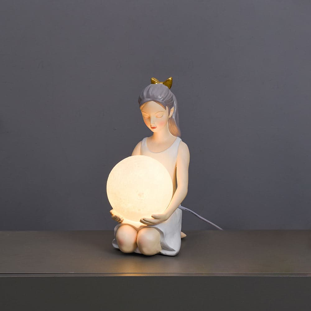 Modern Cute Home Decor Nordic Table Lamp Resin Girl Figurine Night Light for Room — image 2
