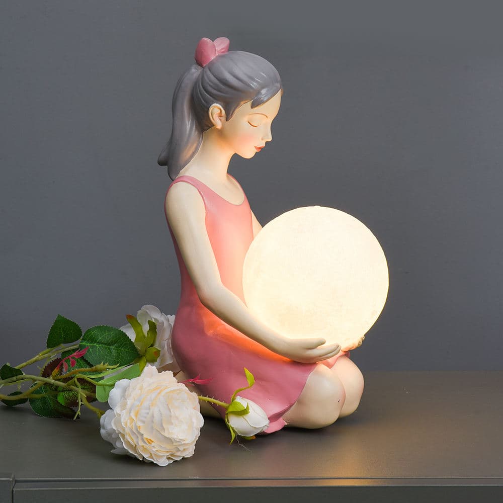 Modern Cute Home Decor Nordic Table Lamp Resin Girl Figurine Night Light for Room — image 3