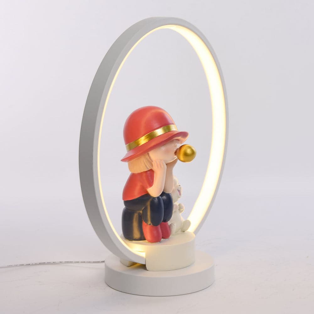 Home Decor Resin Bubble Girl with Bunny Table Lamp USB Powered Cute Night Light for Kids Room Gift Idea — image 3