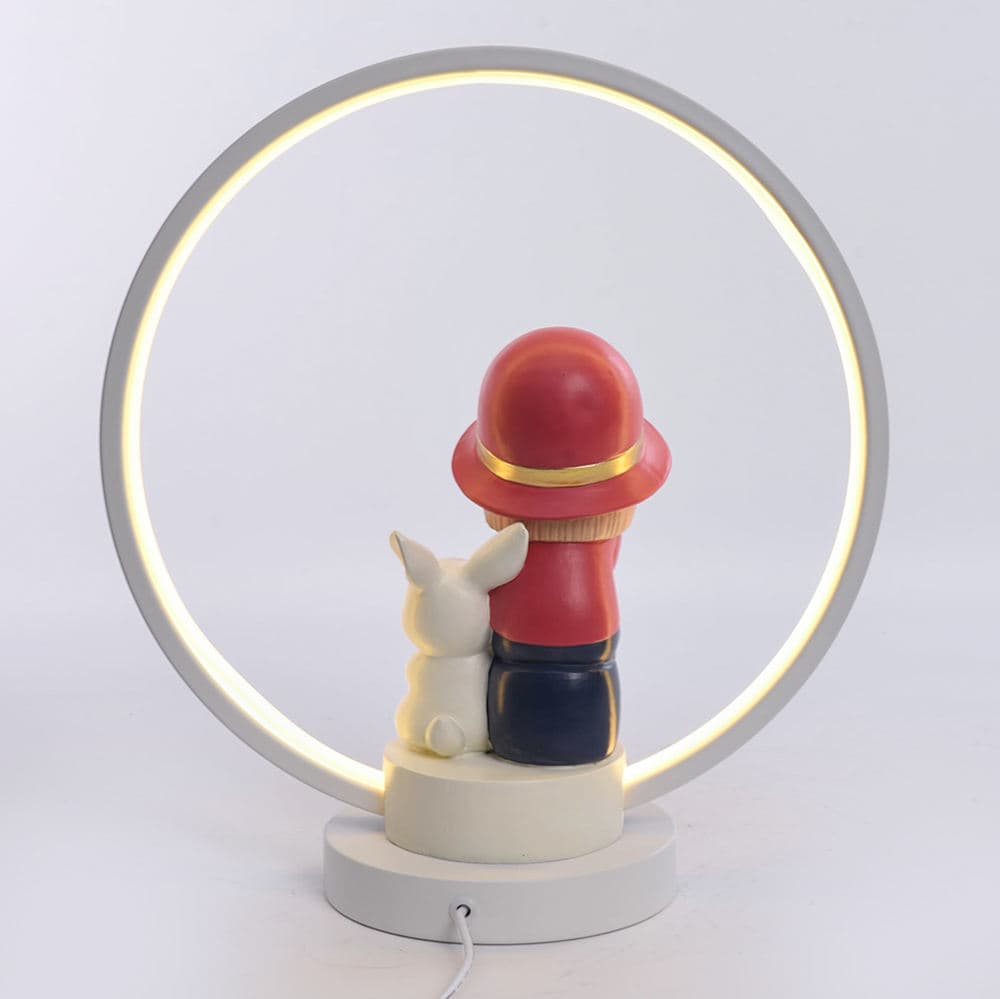 Home Decor Resin Bubble Girl with Bunny Table Lamp USB Powered Cute Night Light for Kids Room Gift Idea — image 4