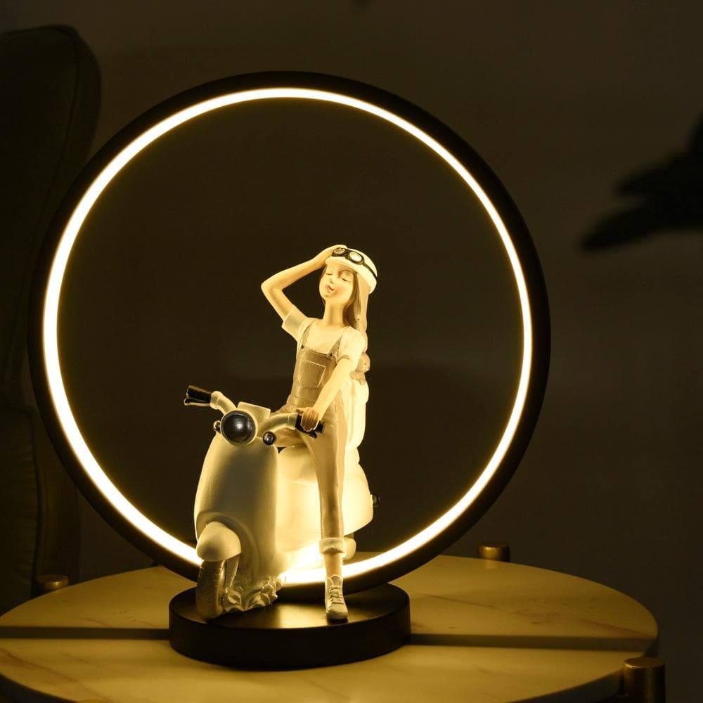 Cute Home Decor Led Room Night Light Resin Girl Figurine Table Lamps for Home Hotel Decor Nordic Table Lamp — image 5