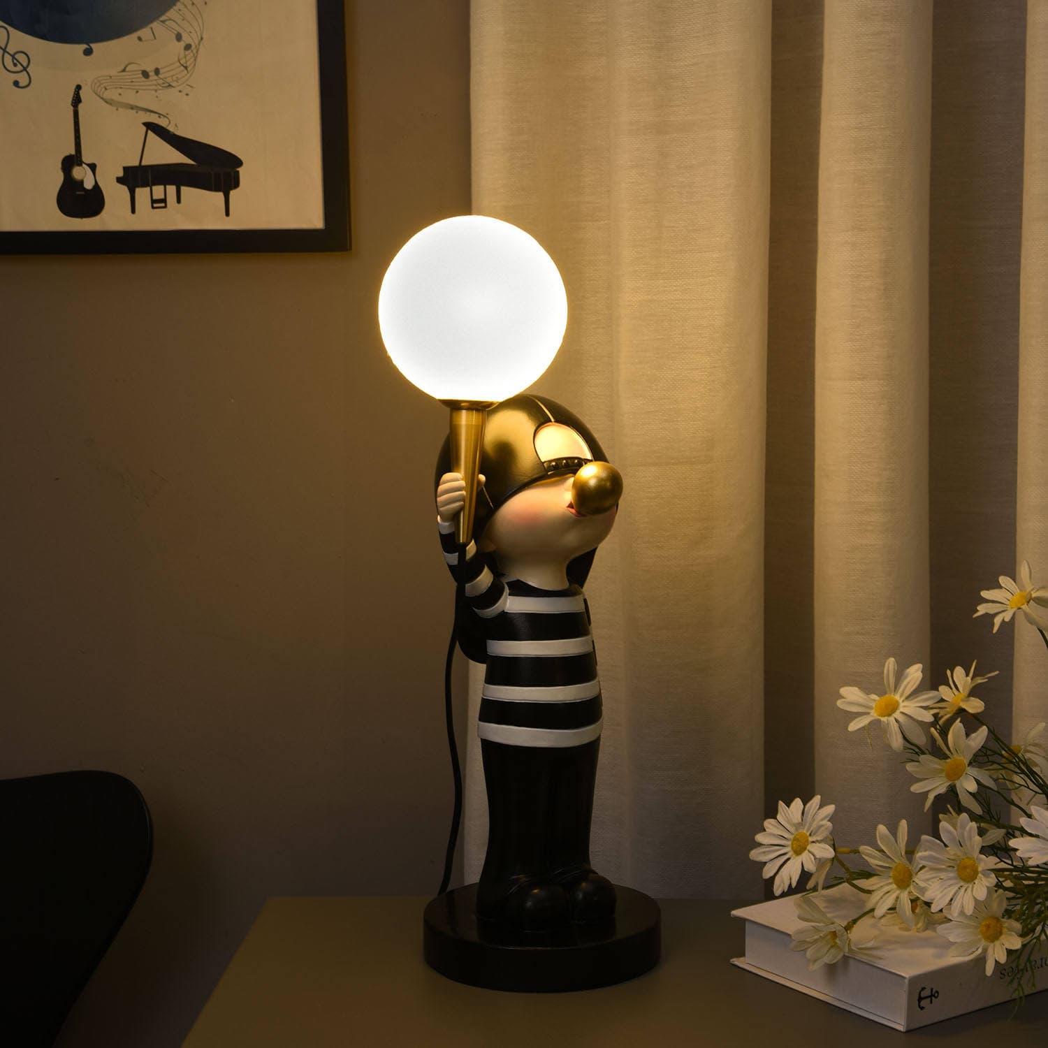 Polyresin Home Decor Lighting Accessory Nordic Resin Bubble Boy Sculpture Table Lamp Home Decoration — image 2