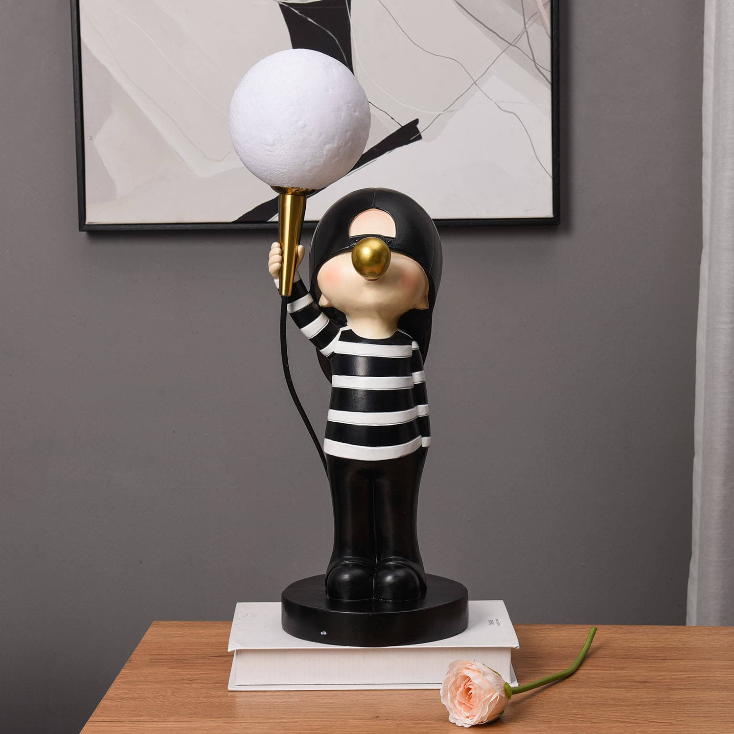 Polyresin Home Decor Lighting Accessory Nordic Resin Bubble Boy Sculpture Table Lamp Home Decoration — image 4