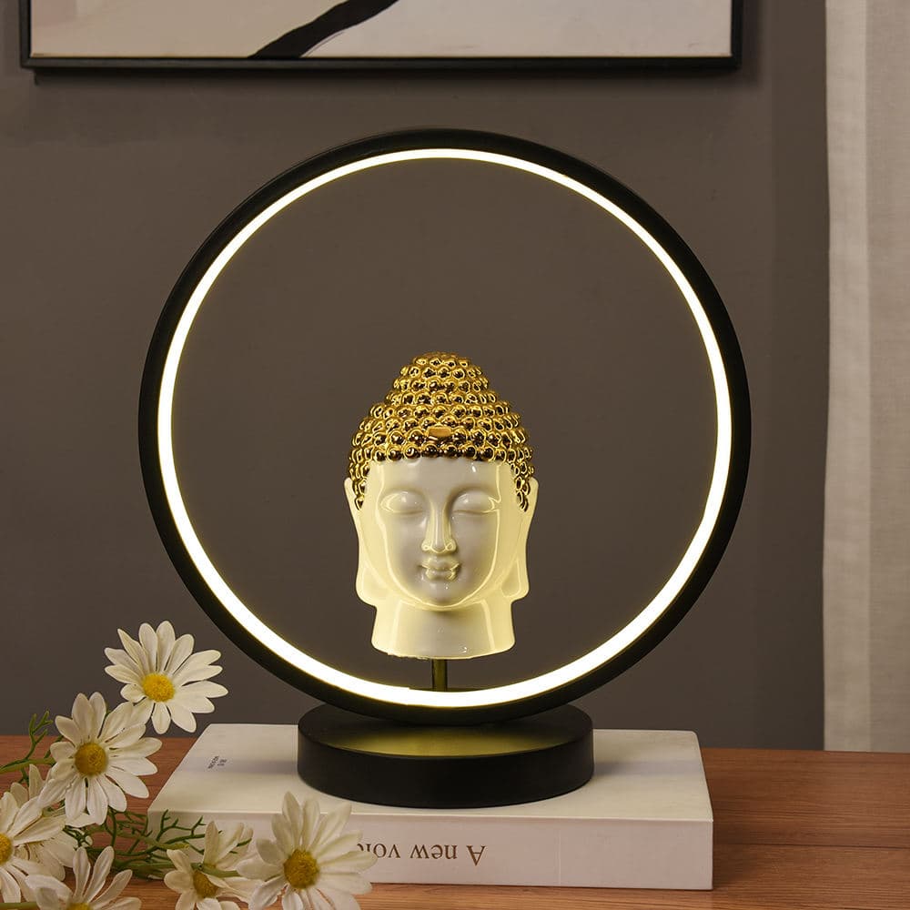 Ceramic Decorative Buddha Statue Home Decor Lamp Newish Buddha Head Lights for Home Hotel Villa Room Decoration — image 2