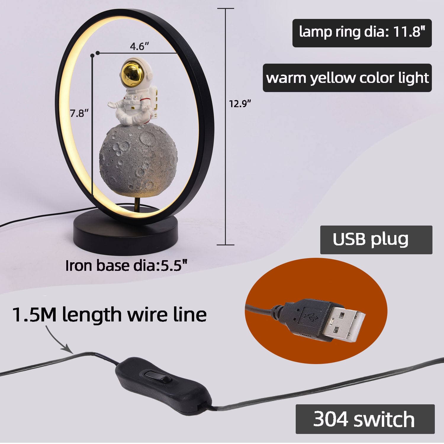 USB Plug Led Decoration Kids Room Lights Yoga Meditation Bedroom Resin Astronaut Statue Modern Table Night Lamps Home Decor — image 5