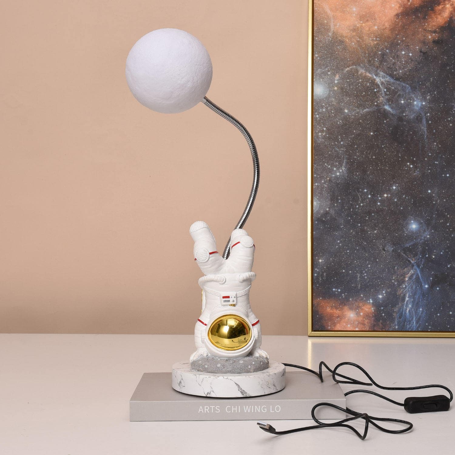 Home Decor Spaceman Resin Statue Desk Lamp Bedroom Accessories Office Room Furniture Astronaut Night Light — image 2