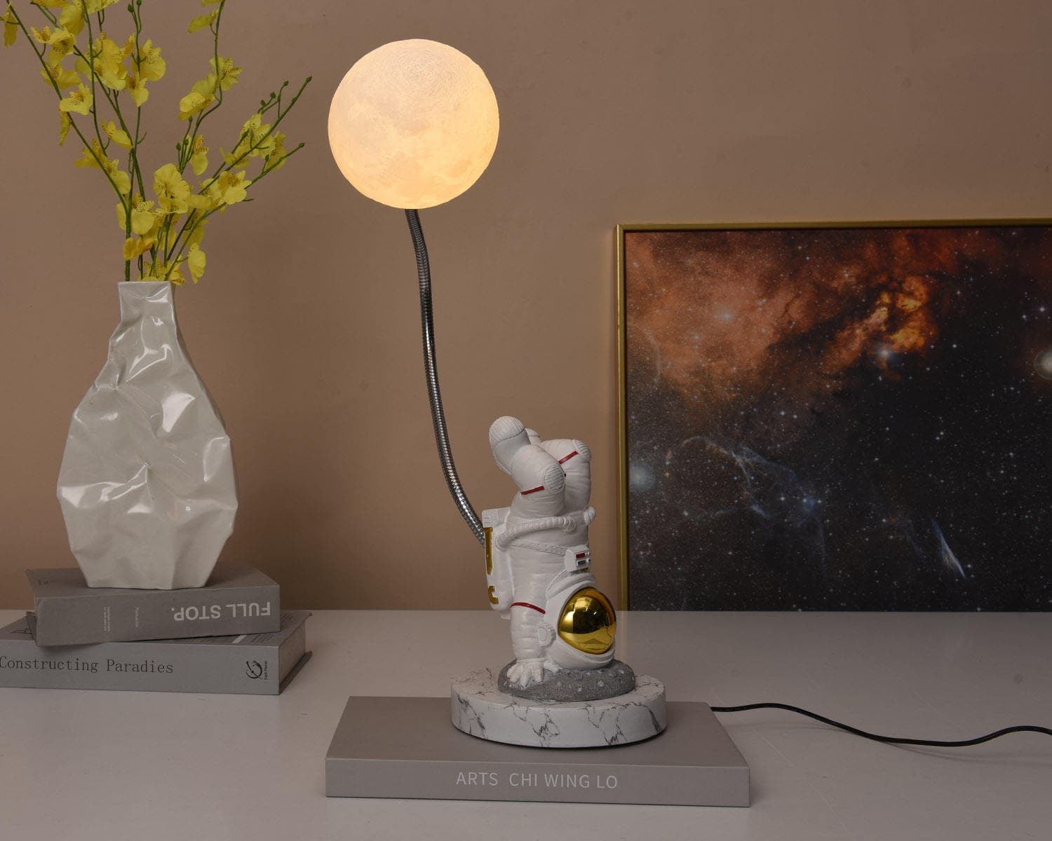 Home Decor Spaceman Resin Statue Desk Lamp Bedroom Accessories Office Room Furniture Astronaut Night Light — image 3