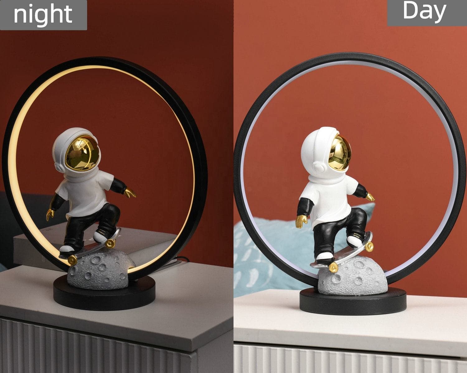 3pcs MOQ USB Cable Resin Decorative Astronaut Figurine Night Light 3D Space Man Statue LED Table Lamp Home Decor — image 4