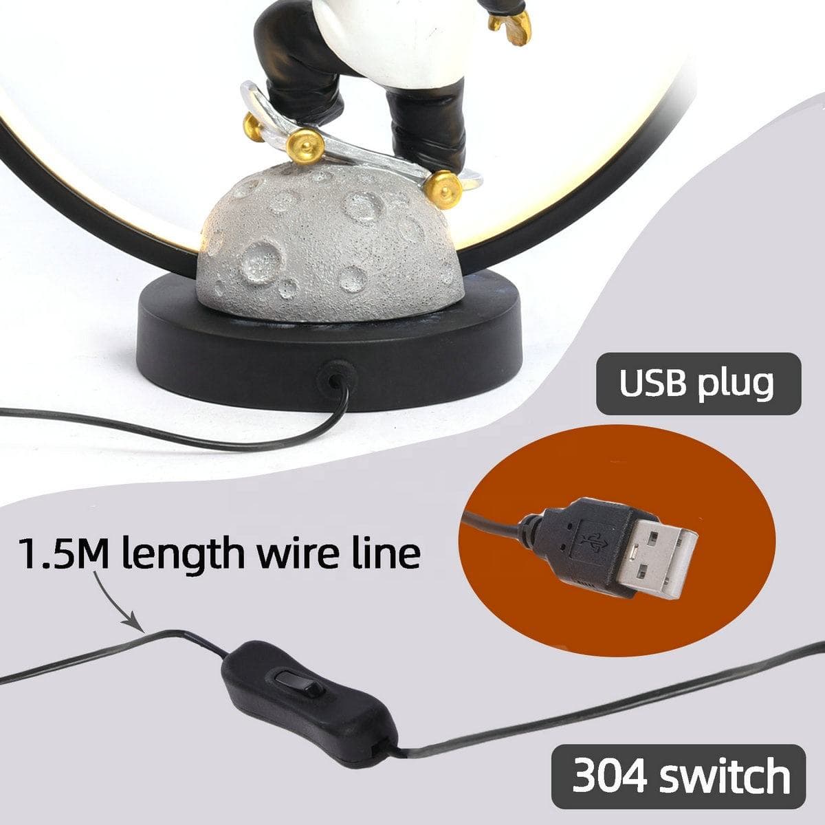 3pcs MOQ USB Cable Resin Decorative Astronaut Figurine Night Light 3D Space Man Statue LED Table Lamp Home Decor — image 5