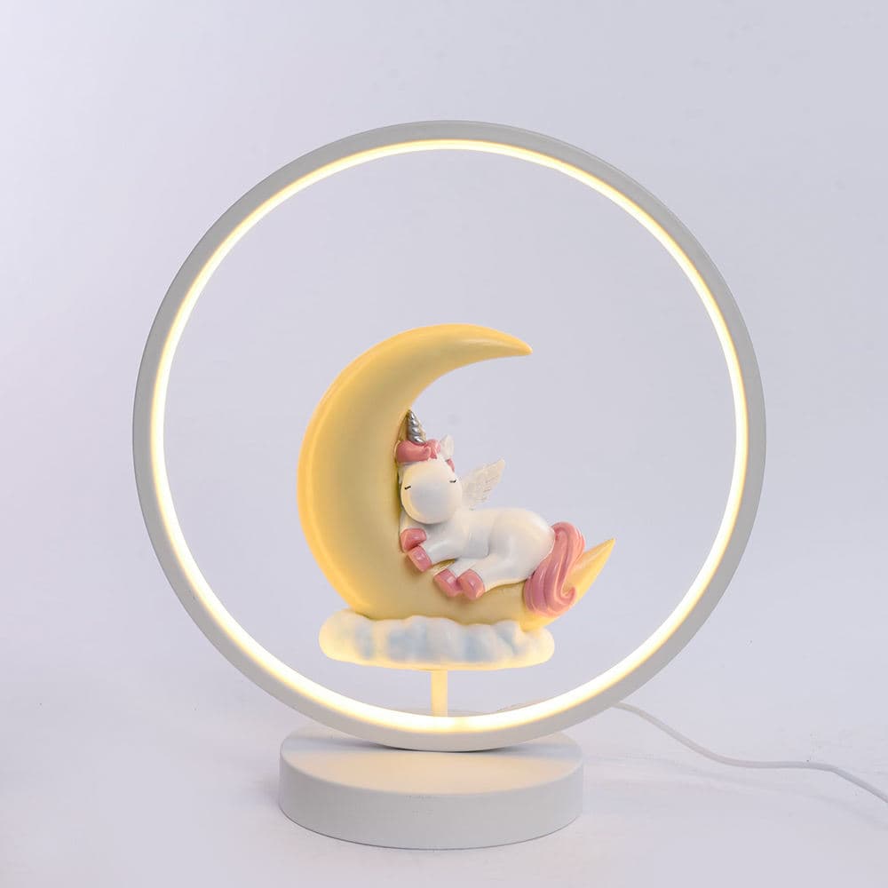Cute Unicorn Resin Animal Resin Statue Night Light USB Powered Table Lamp Bedroom Decor Gift for Kid — image 2