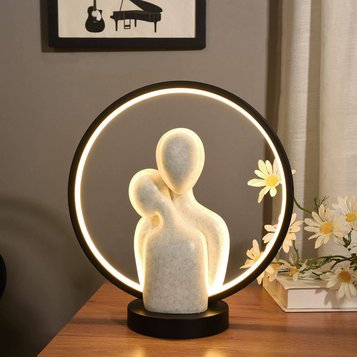 USB Abstract Lover Statue 3D Night Light Resin Couple Sculptures Table Lamps Decorations for Home Light