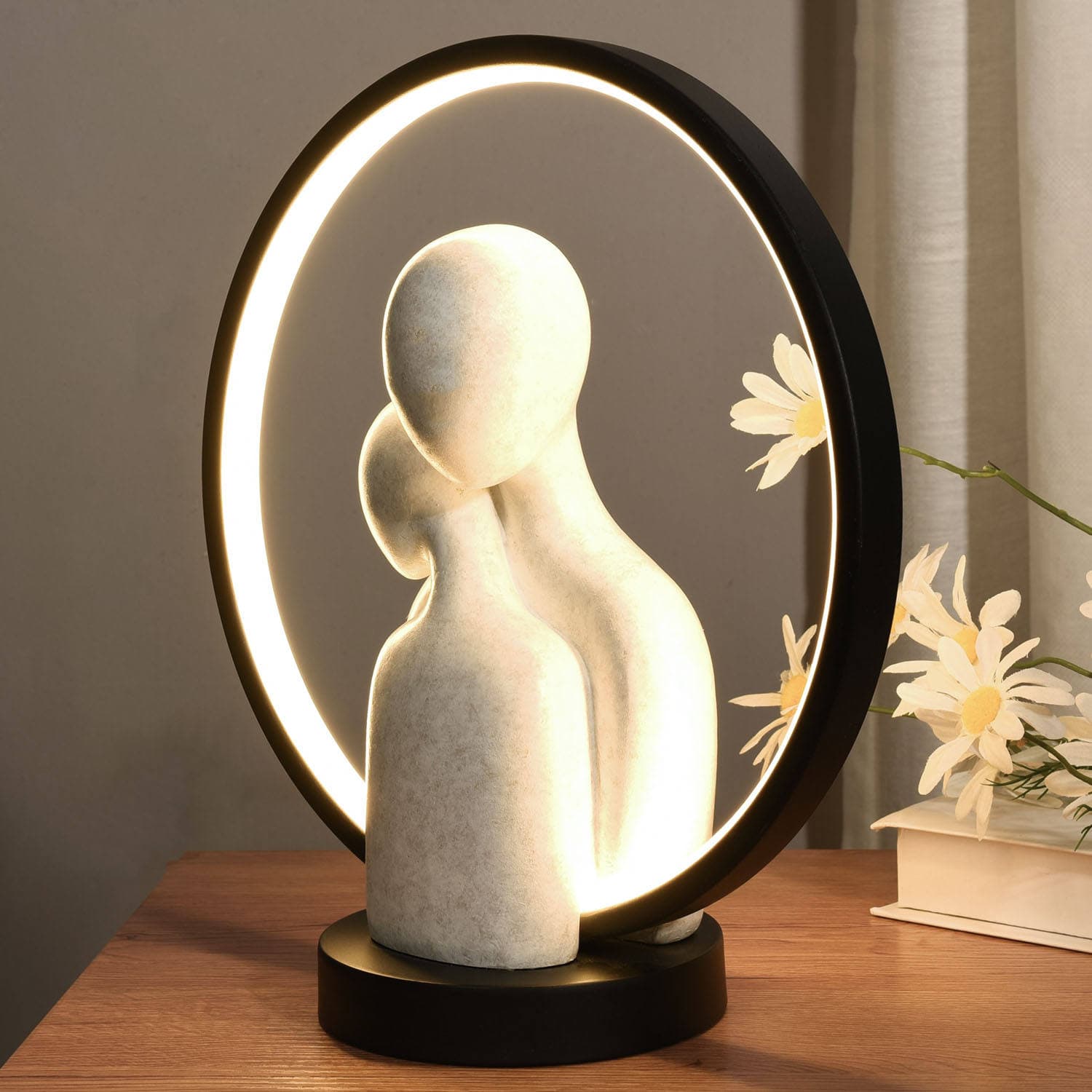 USB Abstract Lover Statue 3D Night Light Resin Couple Sculptures Table Lamps Decorations for Home Light — image 3