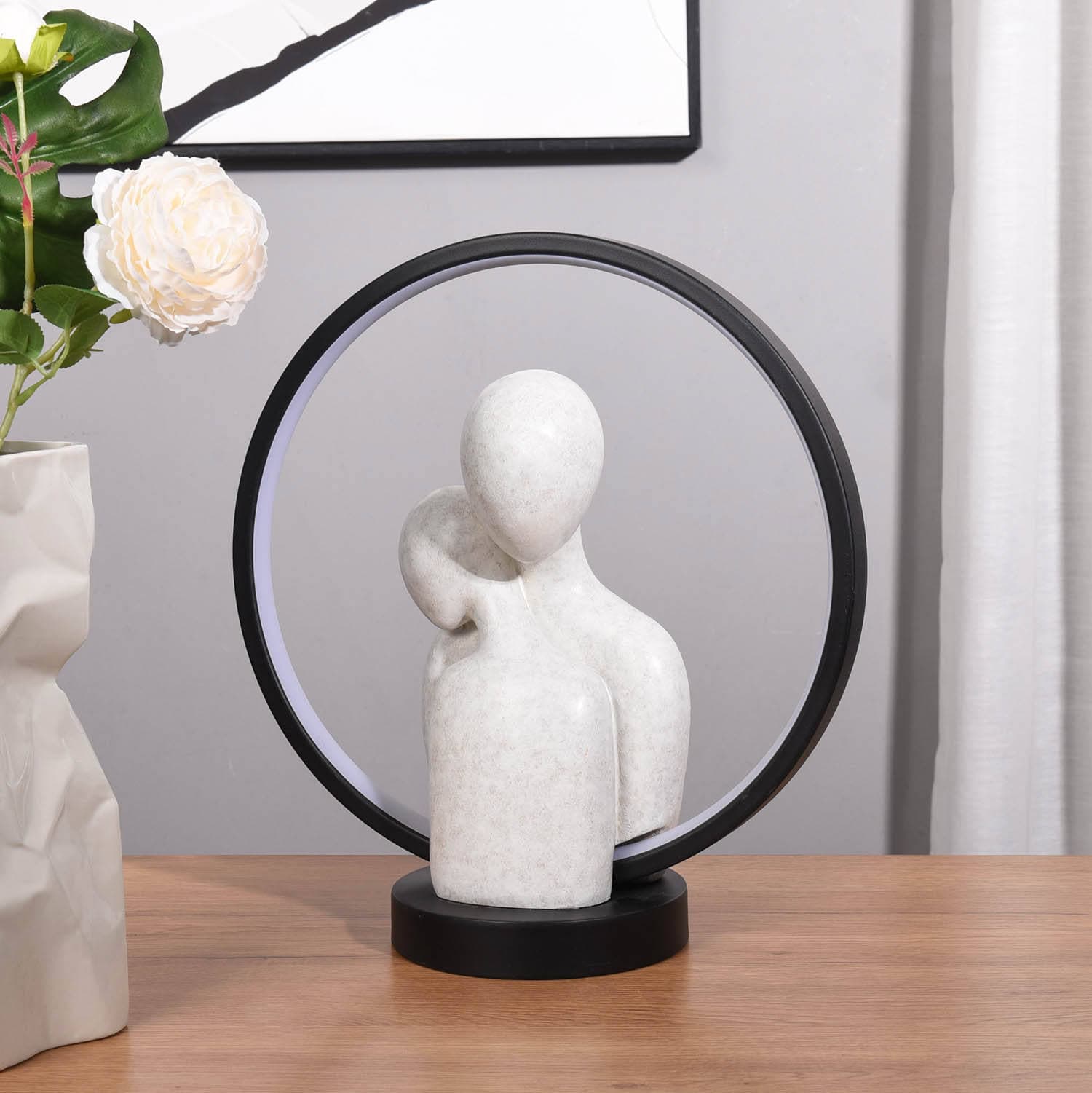 USB Abstract Lover Statue 3D Night Light Resin Couple Sculptures Table Lamps Decorations for Home Light — image 4