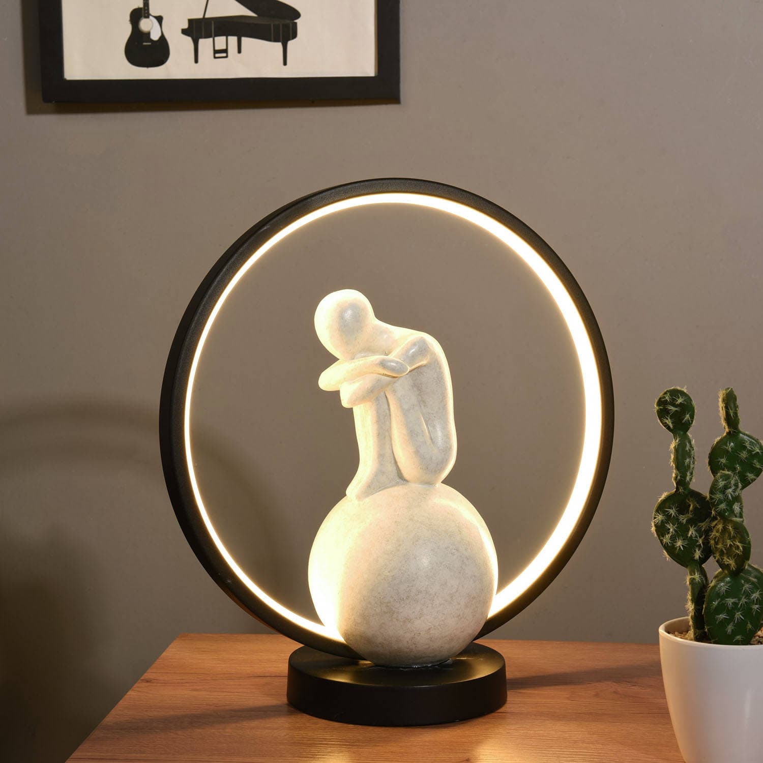 Creative Nordic Resin Abstract Sculpture Decorative Table Top Lighting Crafts Gift Items Minimalist Home Interior Lamp Decor — image 2