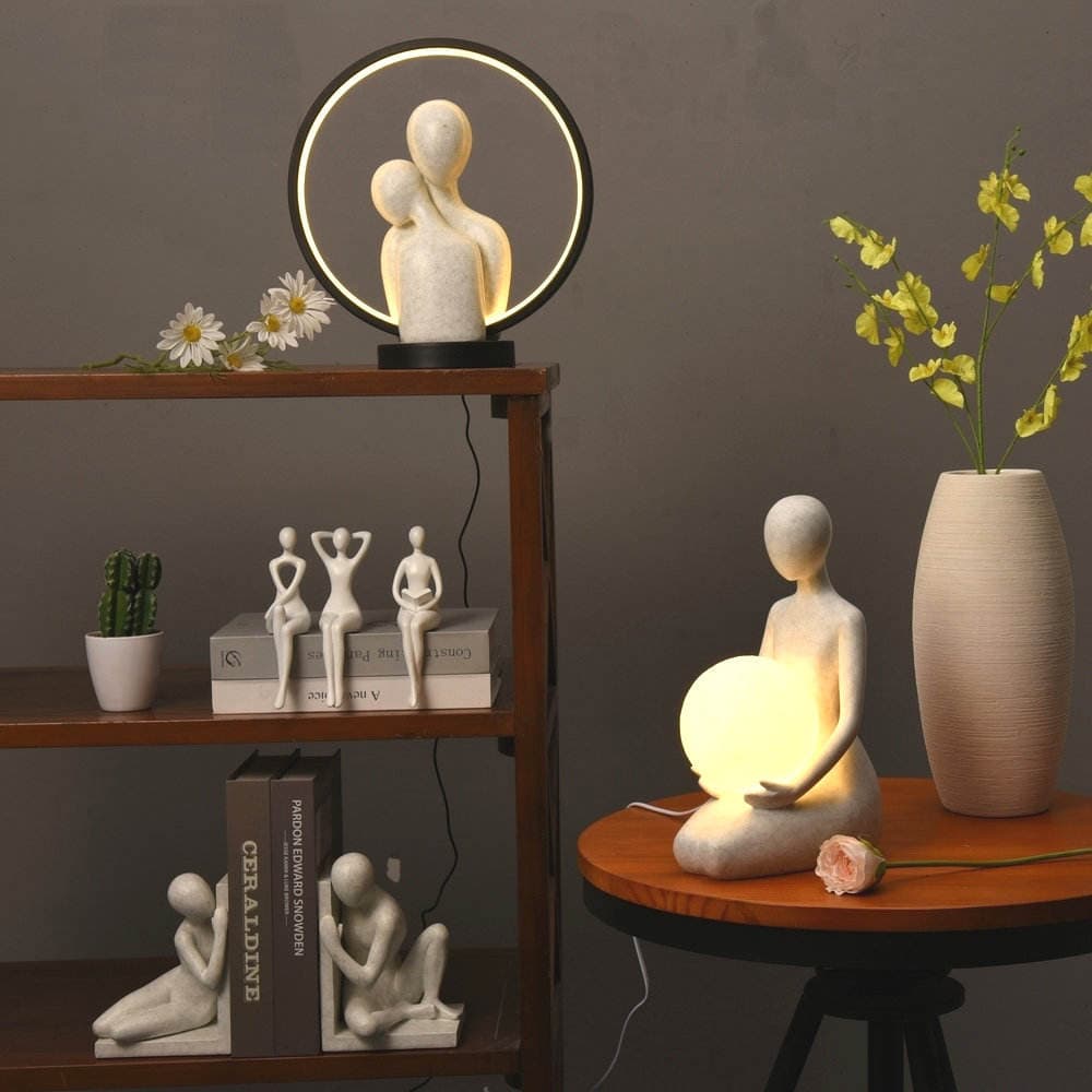 Creative Nordic Resin Abstract Sculpture Decorative Table Top Lighting Crafts Gift Items Minimalist Home Interior Lamp Decor — image 3