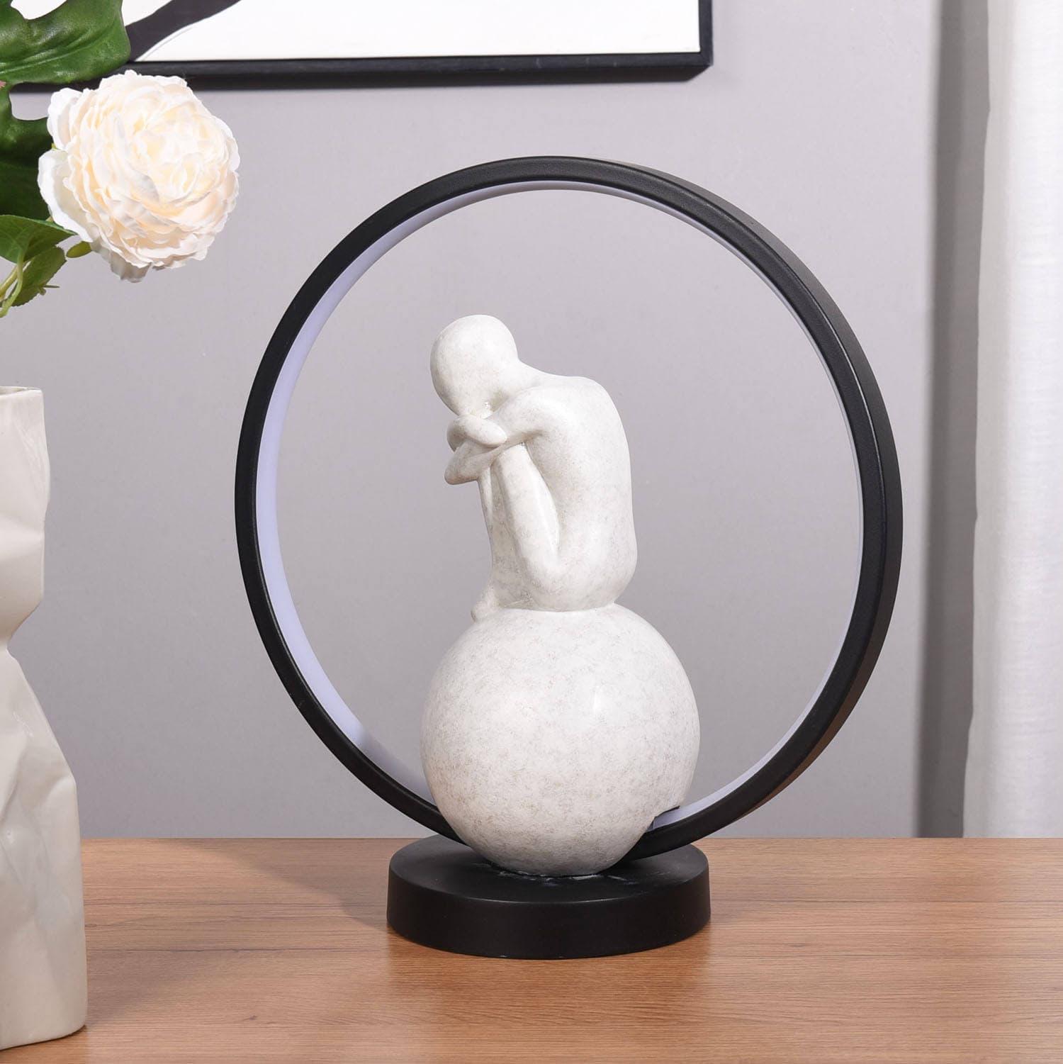 Creative Nordic Resin Abstract Sculpture Decorative Table Top Lighting Crafts Gift Items Minimalist Home Interior Lamp Decor — image 4