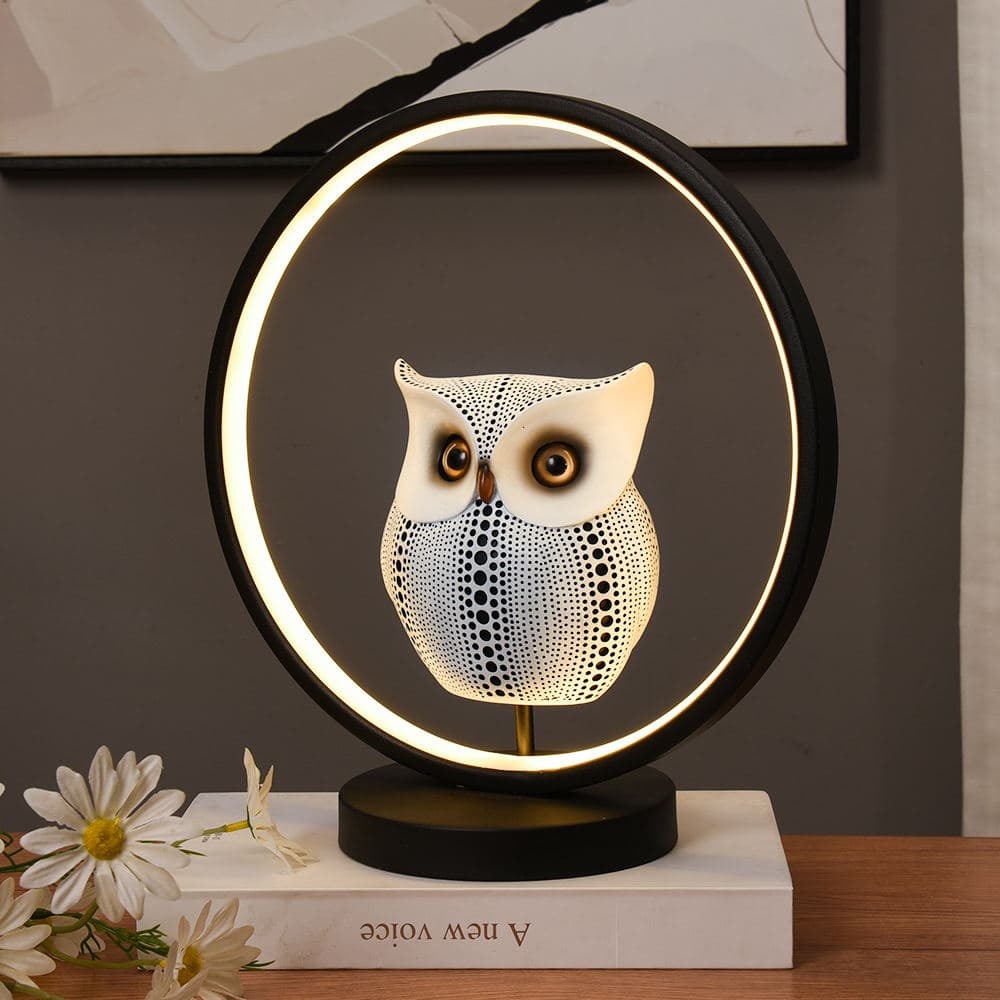 Modern Owl Statue LED USB Light Bedroom Children's Room Bedside Animal Decorative Lamp