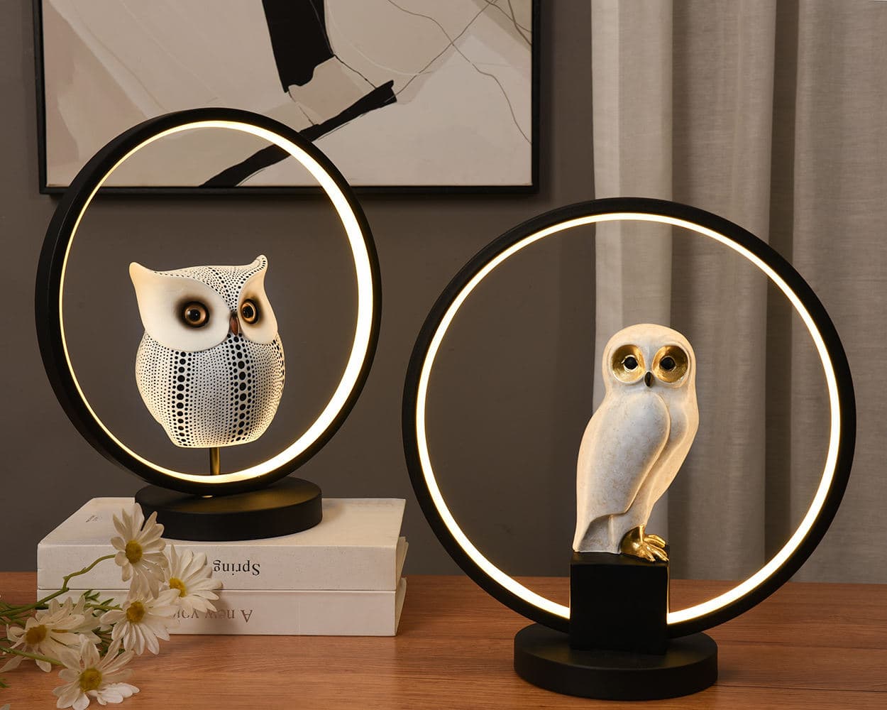 Modern Owl Statue LED USB Light Bedroom Children's Room Bedside Animal Decorative Lamp — image 3