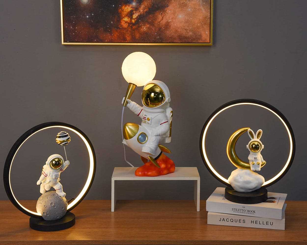 Bedroom LED Nightstand Table Lamp Space Buddy Light Astronaut Statue with USB Plug Idea Gifts for Birthday — image 3