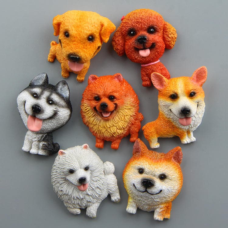 Factory Hot Sale Custom Shape Dog Model Resin Magnetic Refrigerator Sticker Customized Color Durable Art Deco Design