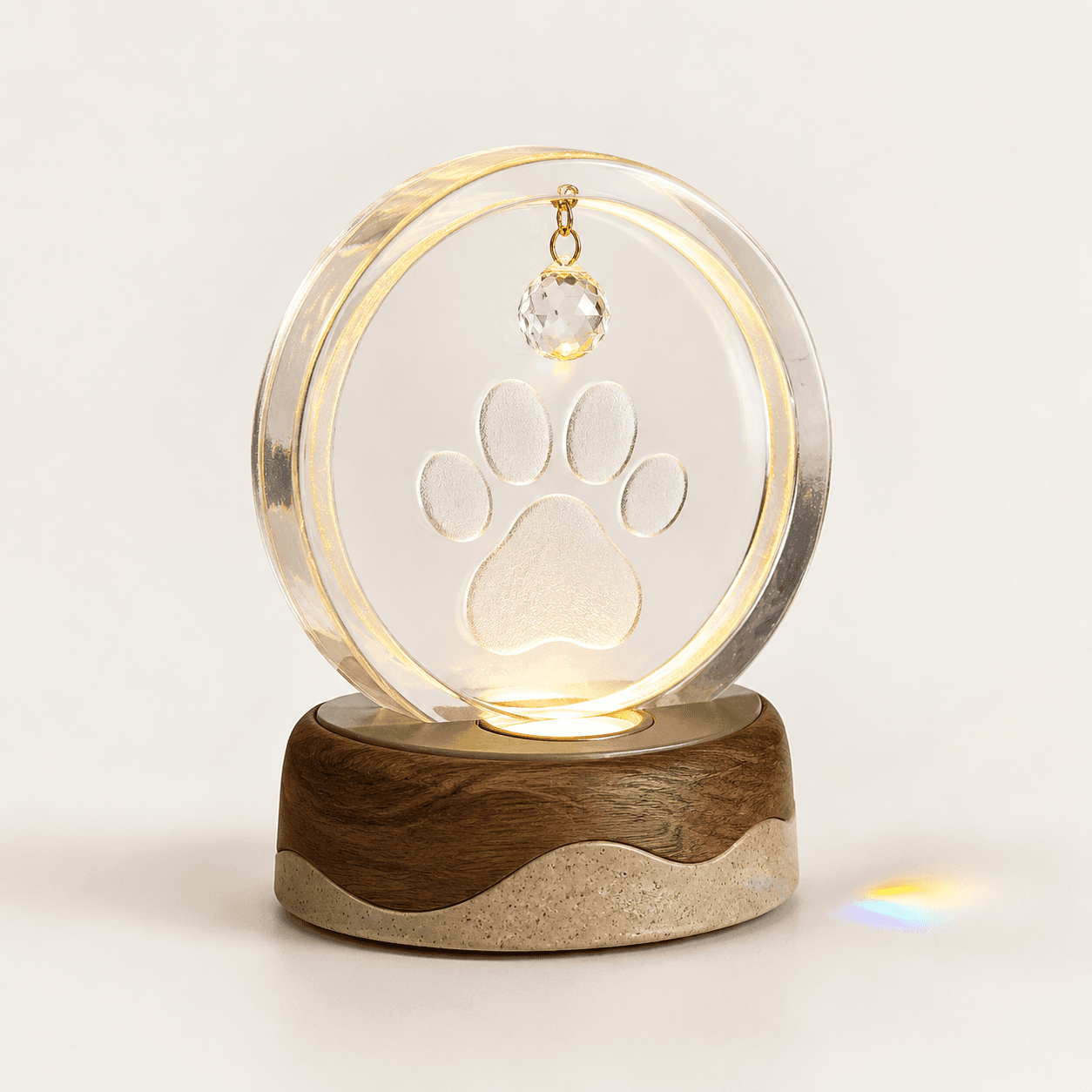 Crystal Resin Paw Print Light with Crystal Pendant