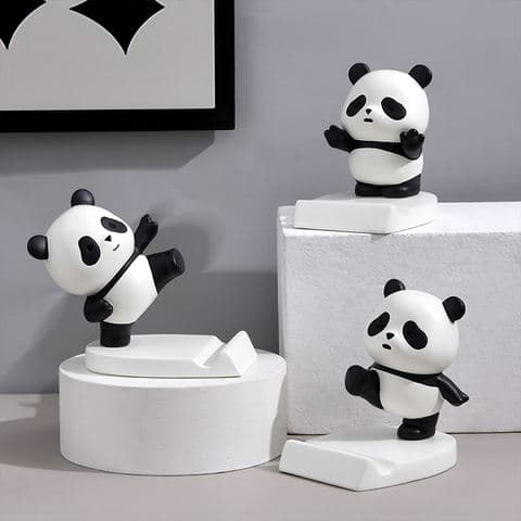 New Design Multi-Style Cute Cartoon Resin Panda Phone Stand Desktop Ornament for Panda Lovers