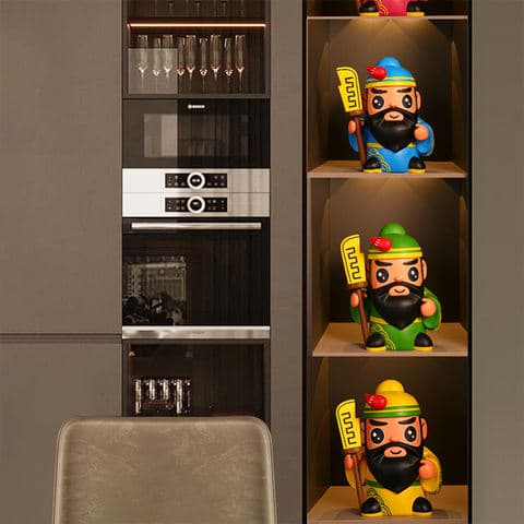 Traditional Chinese Door God Cute Cartoon Guan Yu Resin Sculpture for Living Room Shelf