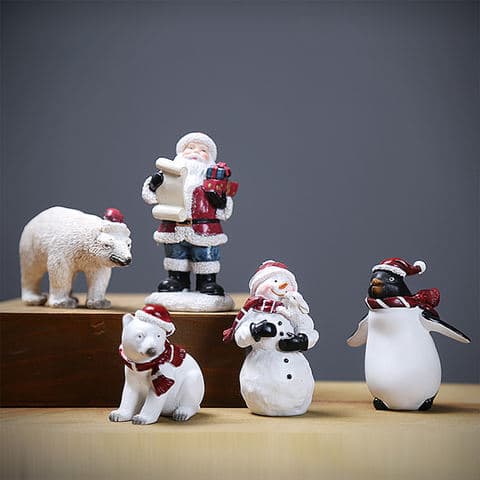 Resin Figurine Festive Home Decor Warm Holiday Ornament Cozy Table Accent Gift for Family Christmas Gift