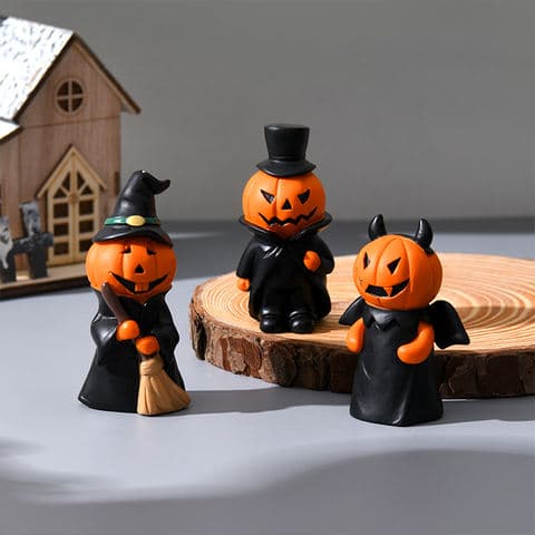 High Quality Halloween Theme Pumpkin Head Resin Figurine Spooky Jack O Lantern Statue Festive Home Decor Accent