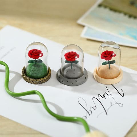 Resin Glass Flower Figurine Creative Floral Desktop Decor Translucent Art Sculpture Home Office Accent