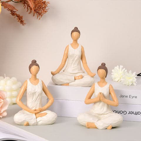 Elegant Resin Meditation Figure Statue Zen Peaceful Gift Study Tea Room Artistic Decor Serene Home Accent