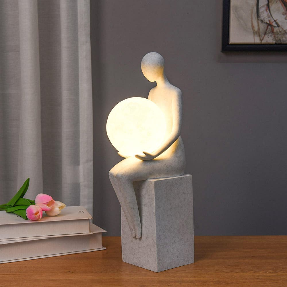 Decorations Home Lamp Art Resin Decoration Abstraction Body Character Sculpture With Moon Light Lamp