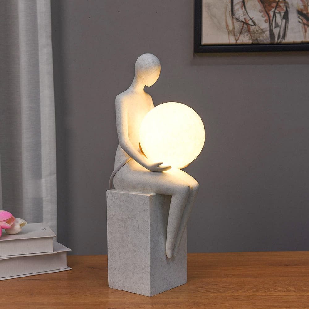Decorations Home Lamp Art Resin Decoration Abstraction Body Character Sculpture With Moon Light Lamp — image 2