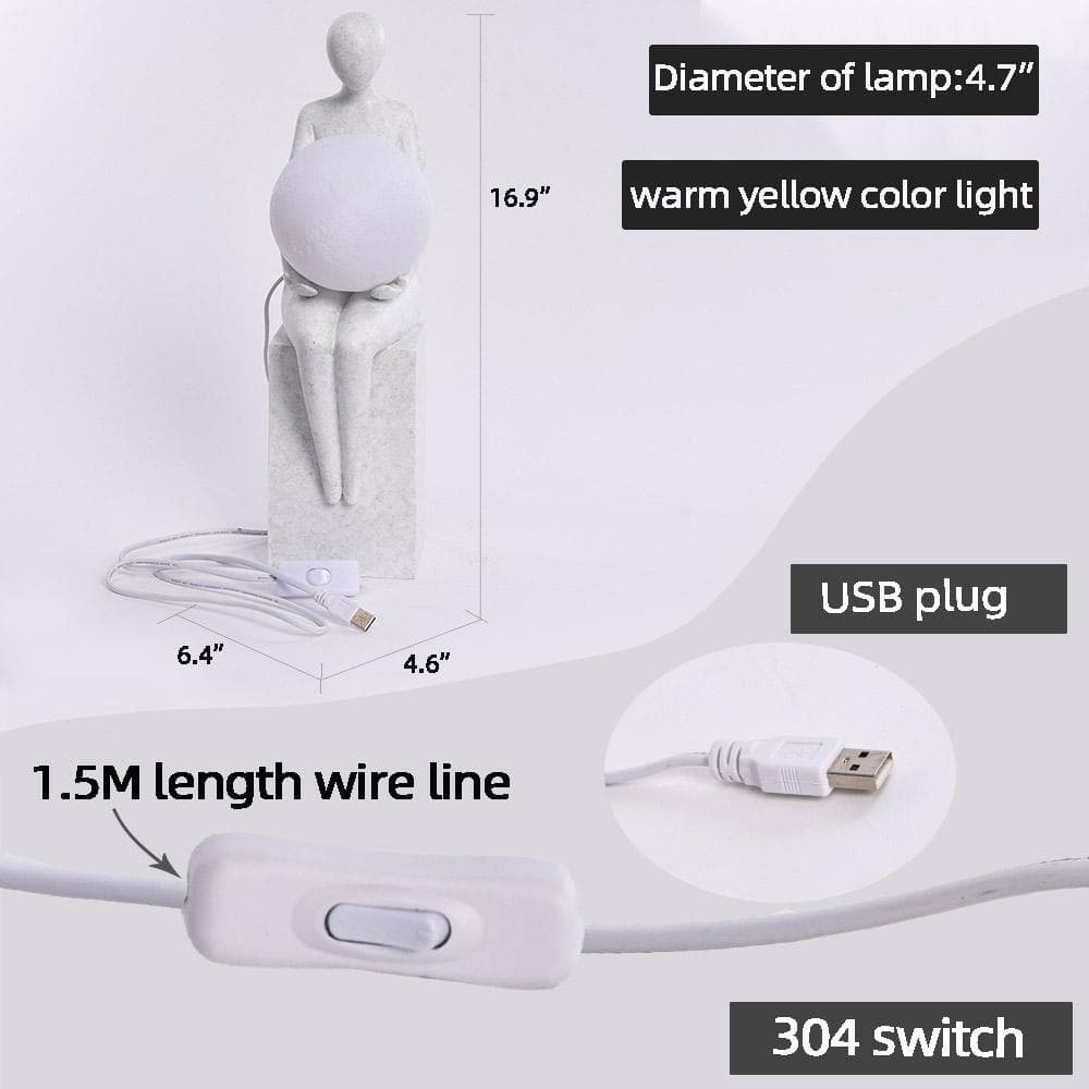 Decorations Home Lamp Art Resin Decoration Abstraction Body Character Sculpture With Moon Light Lamp — image 5