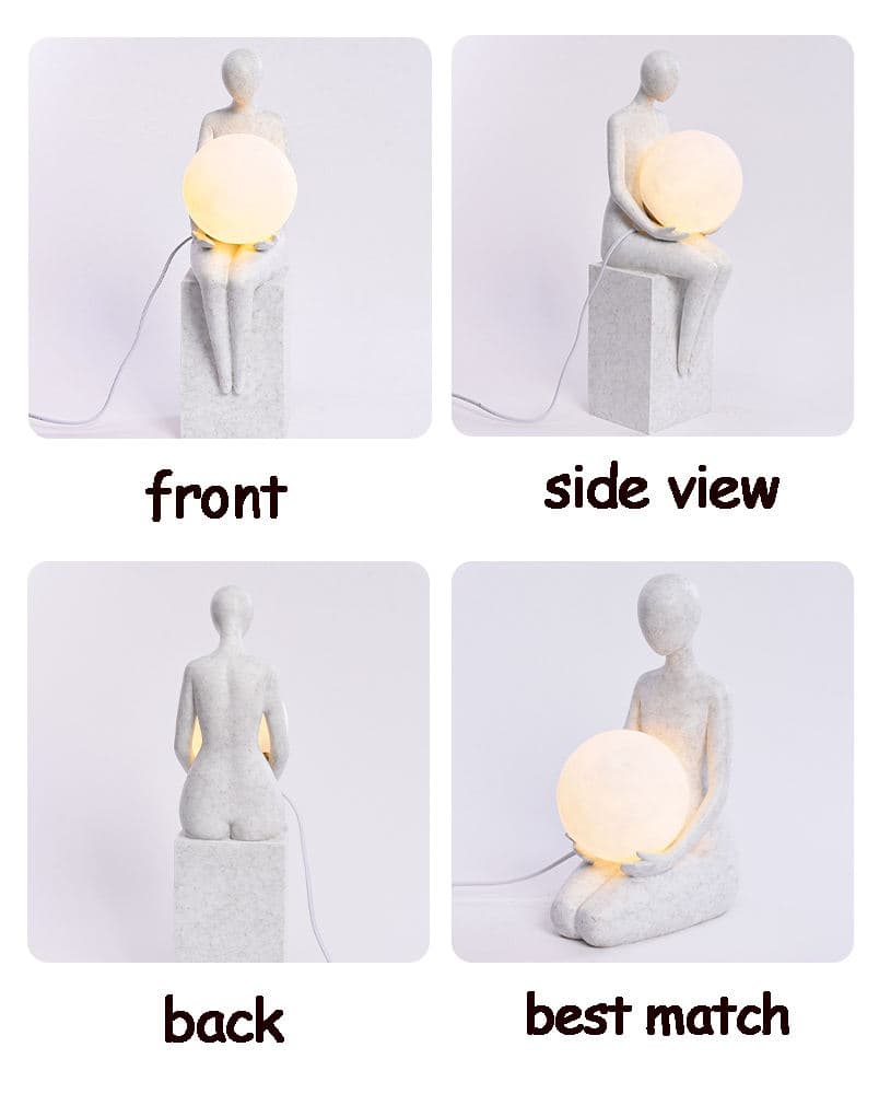 Decorations Home Lamp Art Resin Decoration Abstraction Body Character Sculpture With Moon Light Lamp — image 6