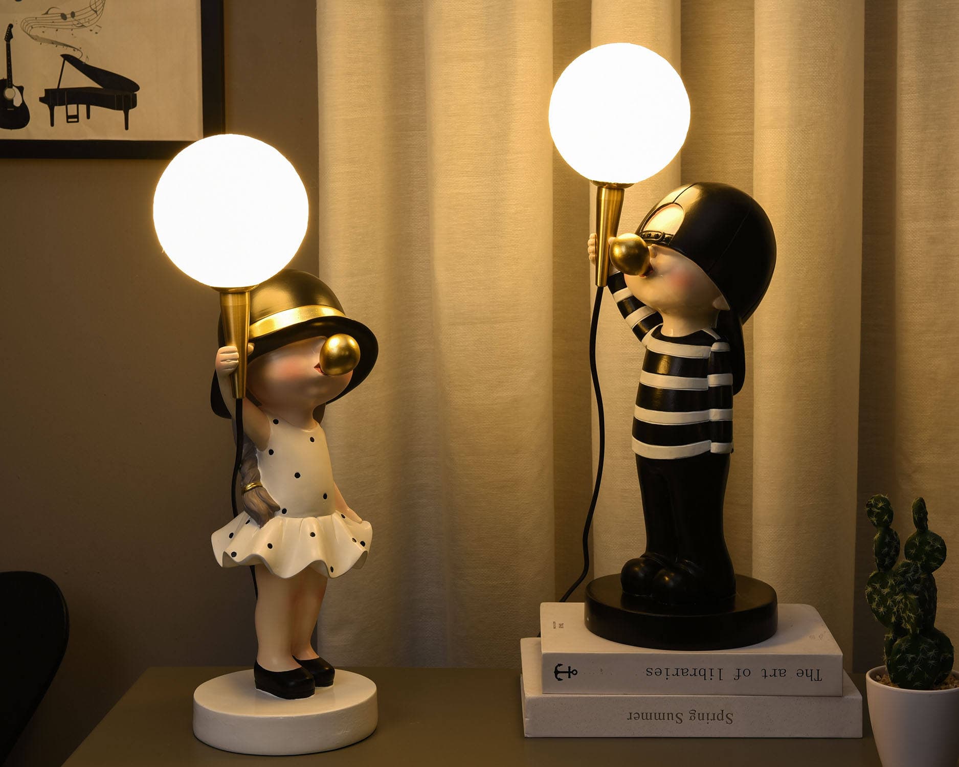 Polyresin Home Decor Lighting Accessory Nordic Resin Bubble Boy Sculpture Table Lamp Home Decoration