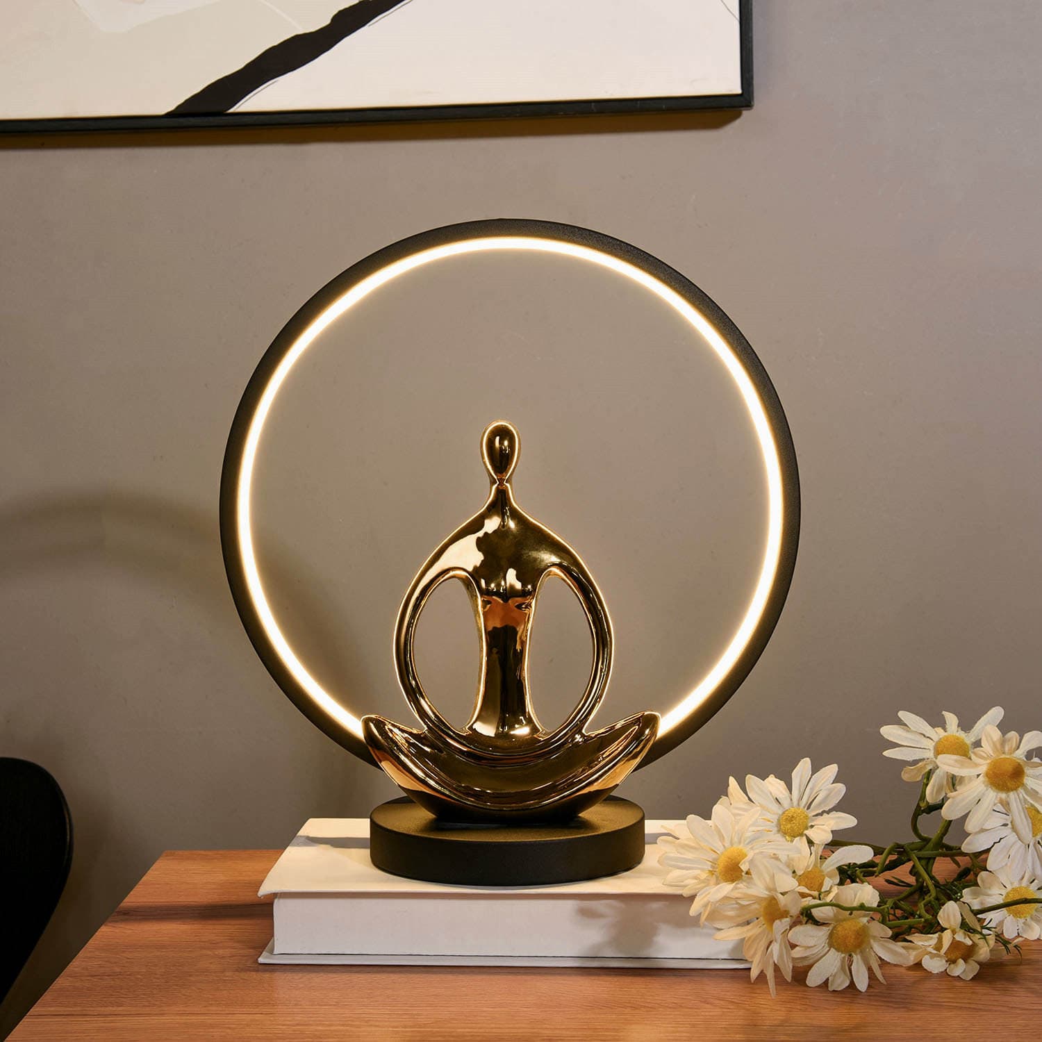 Modern Ceramic Yoga Girl Abstract Art Decor USB Bedroom Living Room Bedside Table Lamp Light