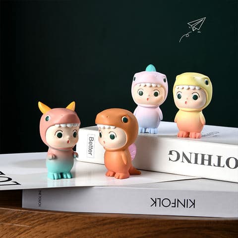 Cute Dinosaur Shape Resin Figurine Cute Cartoon Character Desktop Ornament for Home Decor