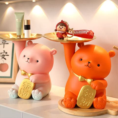 High Quality Cute Bear Resin Figurine Adorable Healing Desk Decor Kawaii Home Office Accent Whimsical Gift