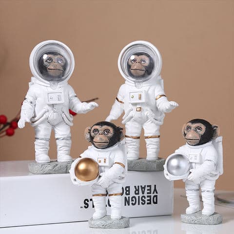 Astronaut Gorilla Resin Figurine Sci Fi Fun Mashup Desk Decor Unique Home Office Art Quirky Accent