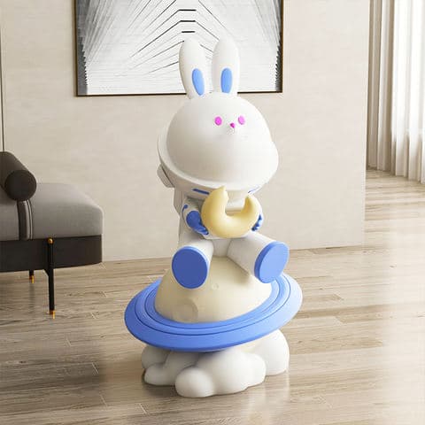 Artistic Rabbit Floor Sculpture Large Resin Figurine Living Room Foyer Decor Creative Animal Home Accent Piece